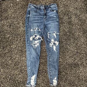 American Eagle Outfitters Ripped Blue Skinny Jeans